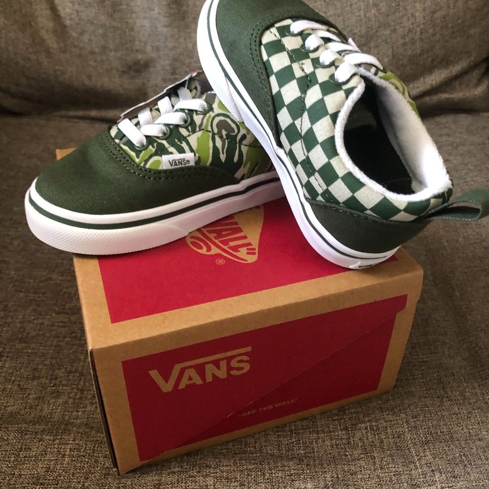 VANS Era Elastic Lace Camo Checker Toddler Size 6